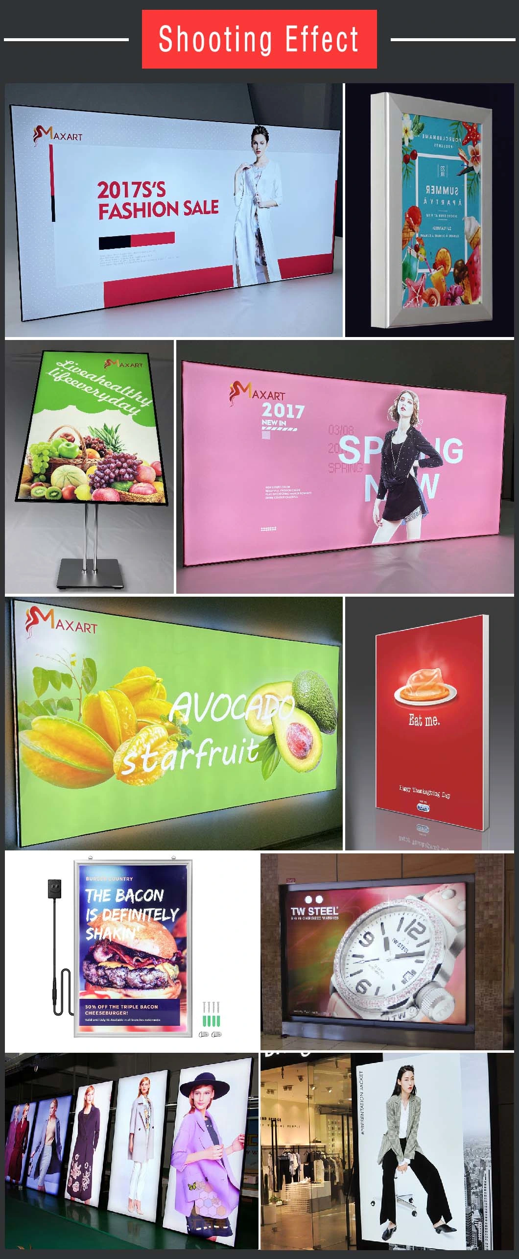 Waterproof Designs Outdoor LED Advertising Dynamic Slim Light Box